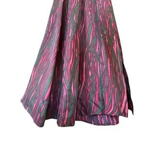 Rachel Zoe Vanessa Skirt 100% Silk Maxi Slit Coral Green Boho Luxe $595 Size 8